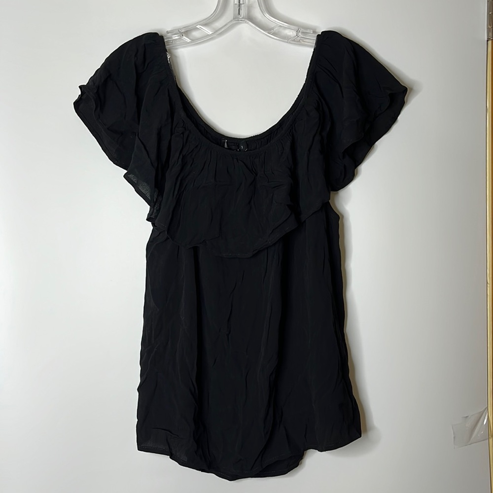 NWT Sanctuary Women’s Black Flounce Sleeveless Top Blouse Shirt XL PLUS SIZE
